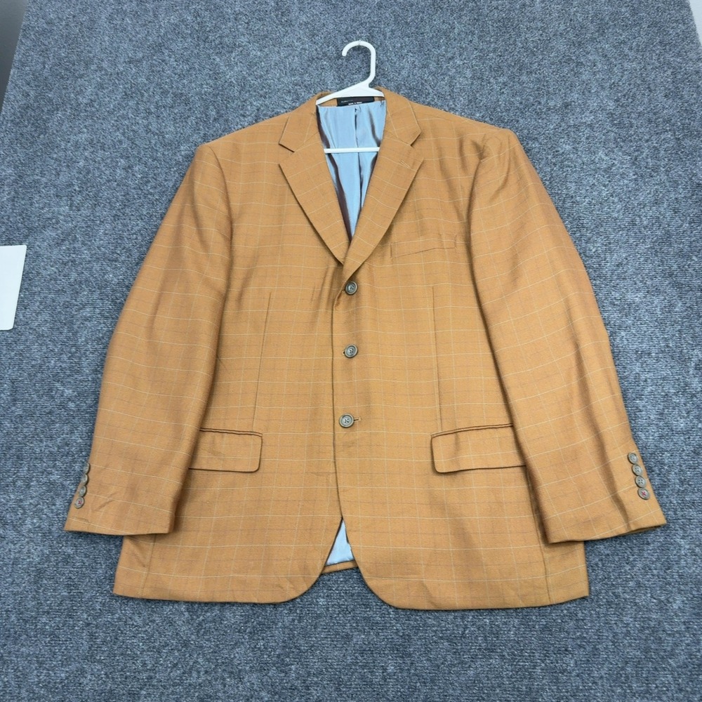 Vintage FUBU Sport Coat Mens 42S Gold Poly Rayon Plaid Windowpane Streetwear